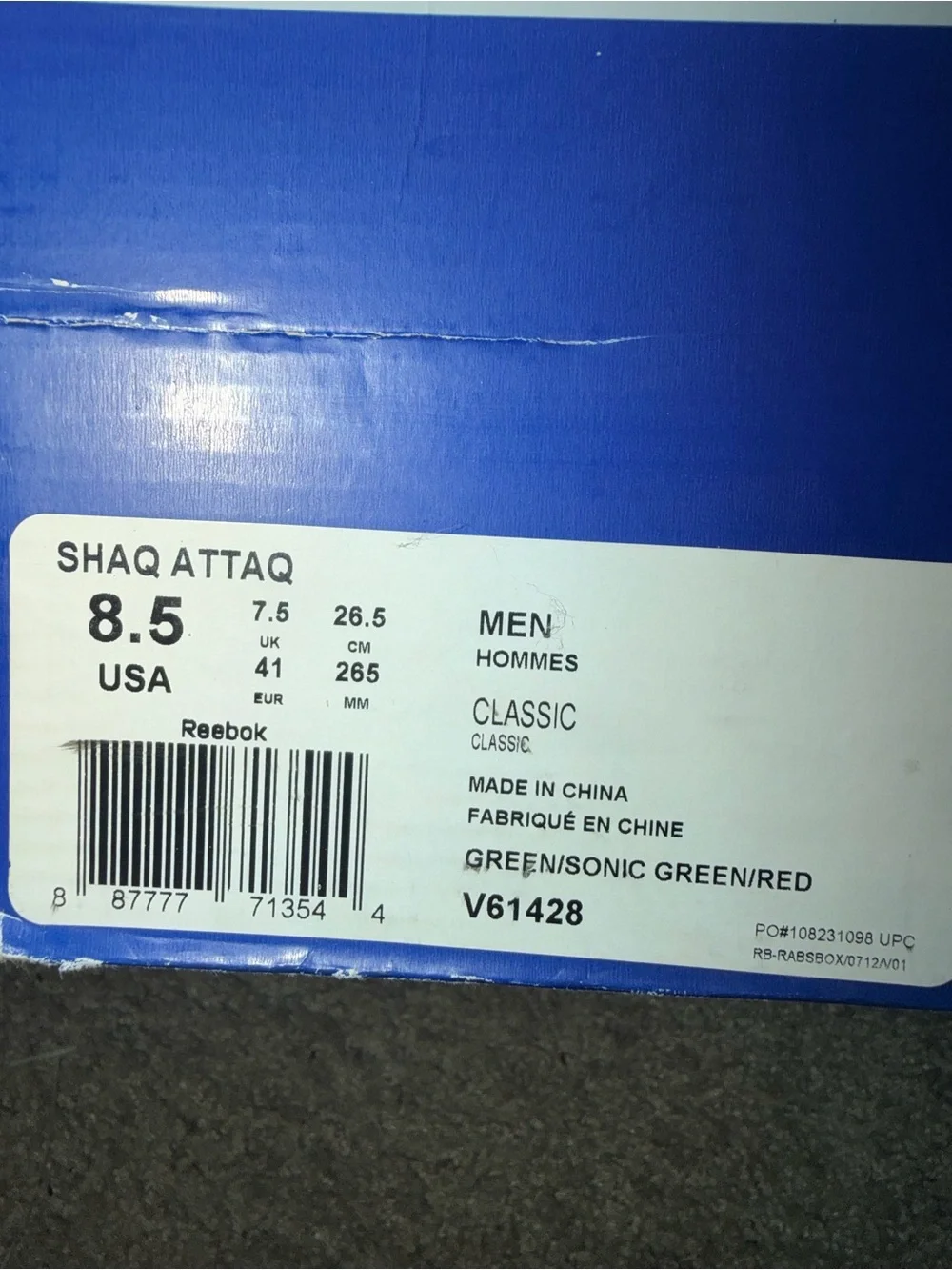 Reebok Shaq Attaq Pump Green Sonic Green Red Men’s Size 8.5